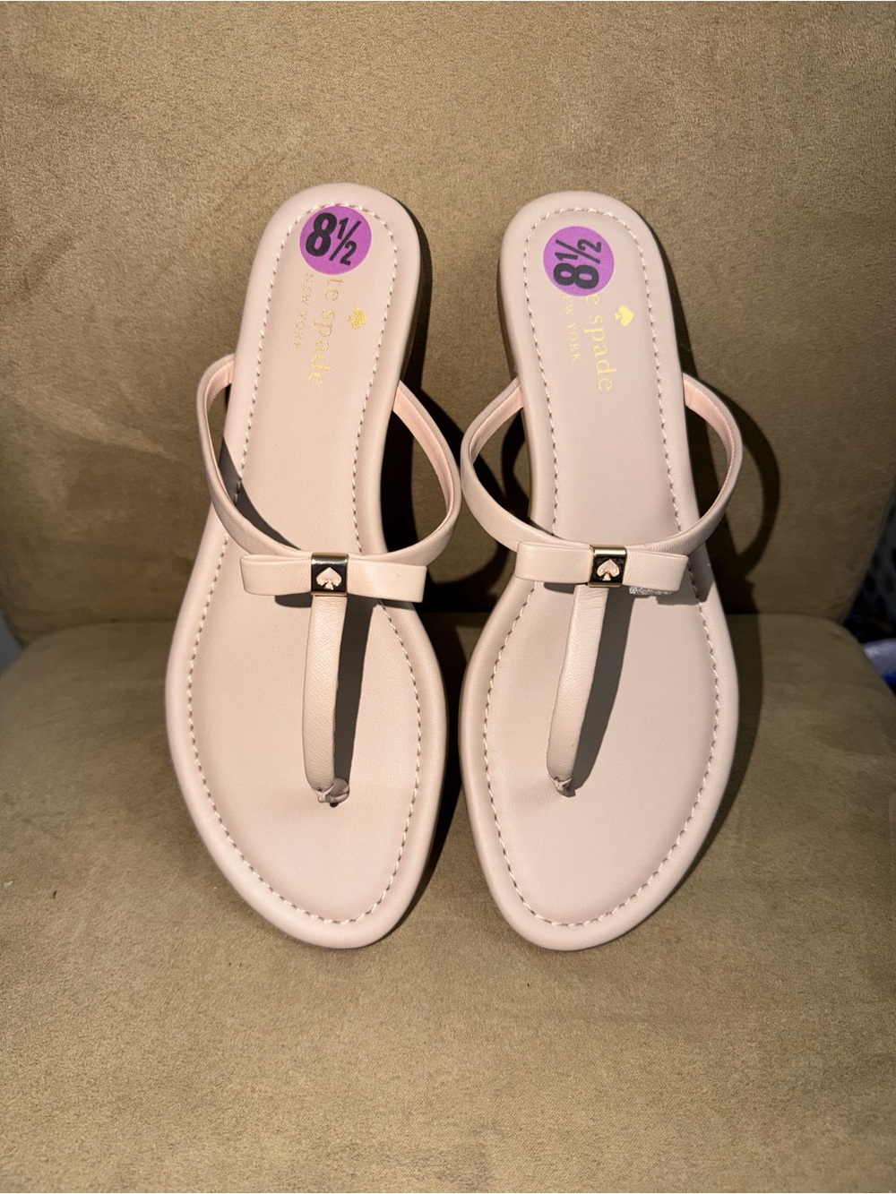 kate spade blush pink bow T-strap sandals